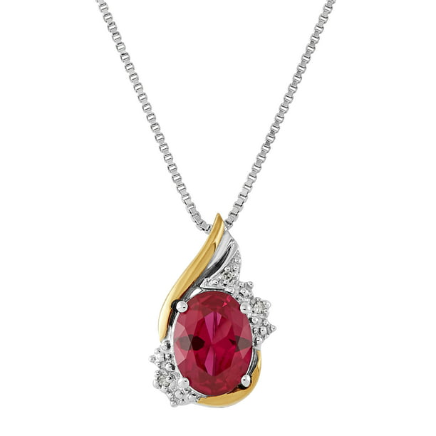 Sterling Silver Created Ruby Pendant 